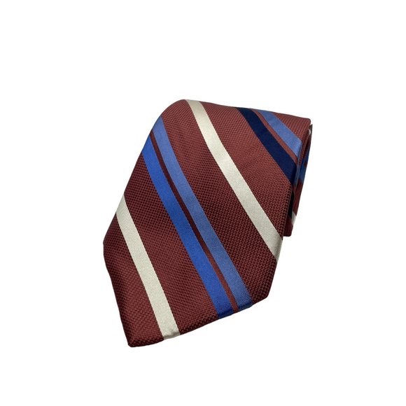 Croft & Barrow Men's Regimental Striped Red Silver Black Classic Silk Necktie - Picture 1 of 7